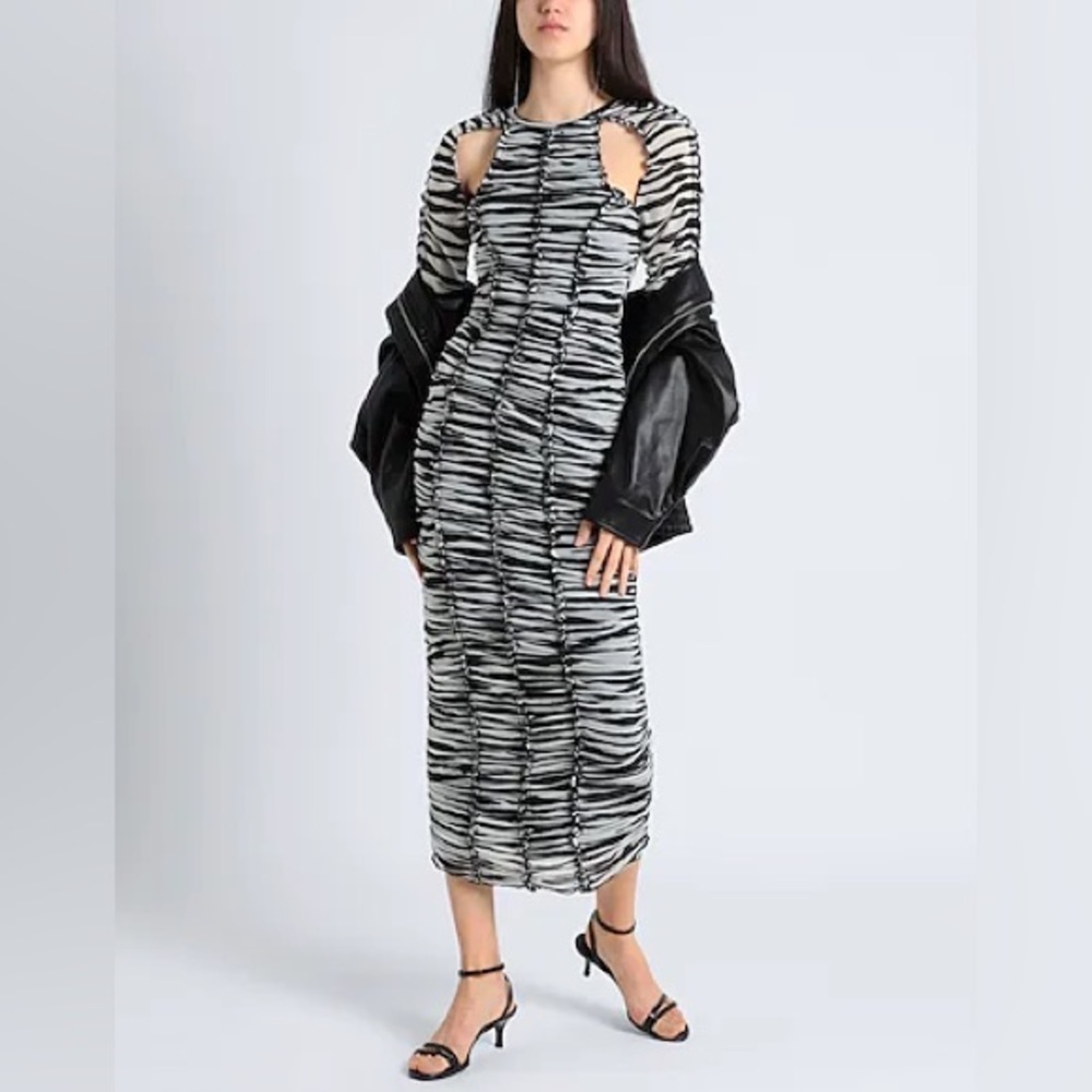 Topshop Zebra Print Long Sleeve Bodycon Maxi Dress